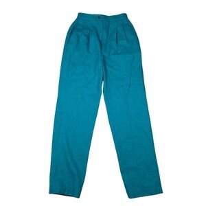 Vintage Campari High Waisted Teal Trousers – Pleated Front Pants Made in USA 6